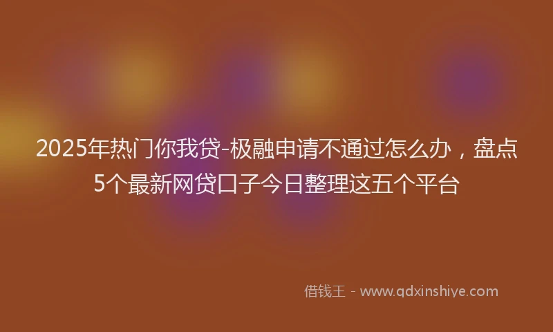 2025年热门你我贷-极融申请不通过怎么办，盘点5个最新网贷口子今日整理这五个平台