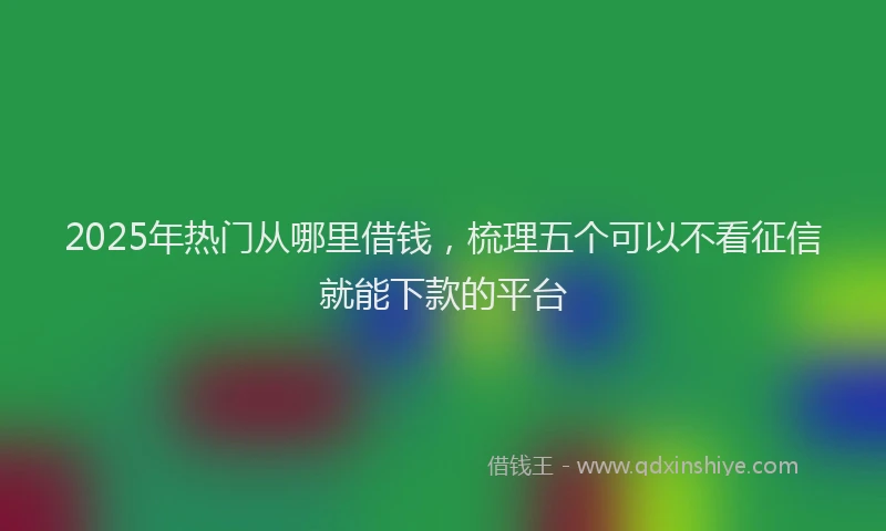 2025年热门从哪里借钱，梳理五个可以不看征信就能下款的平台