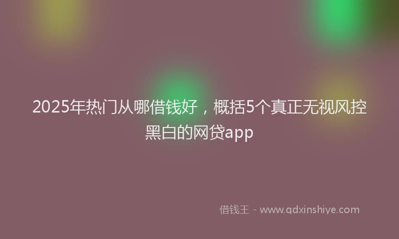 2025年热门从哪借钱好，概括5个真正无视风控黑白的网贷app