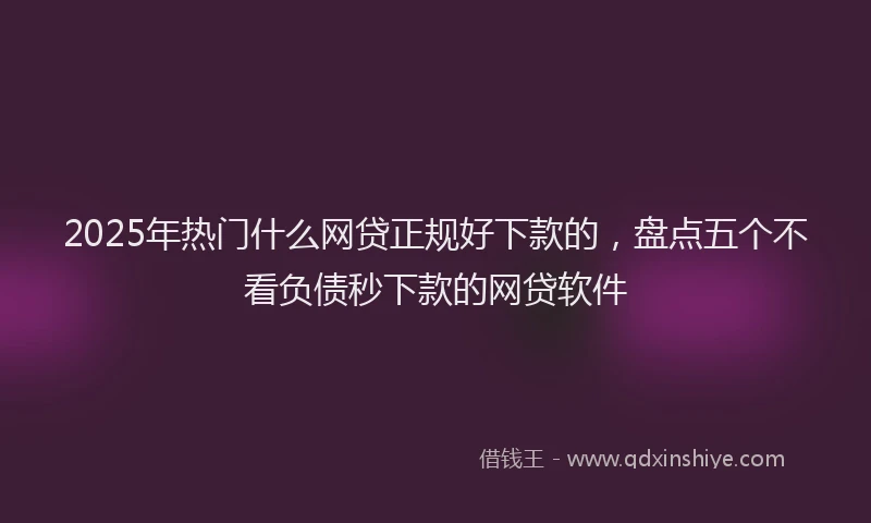 2025年热门什么网贷正规好下款的，盘点五个不看负债秒下款的网贷软件