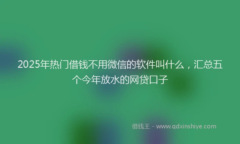 2025年热门借钱不用微信的软件叫什么，汇总五个今年放水的网贷口子