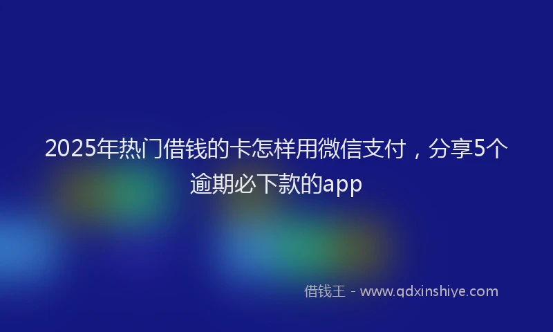 2025年热门借钱的卡怎样用微信支付，分享5个逾期必下款的app