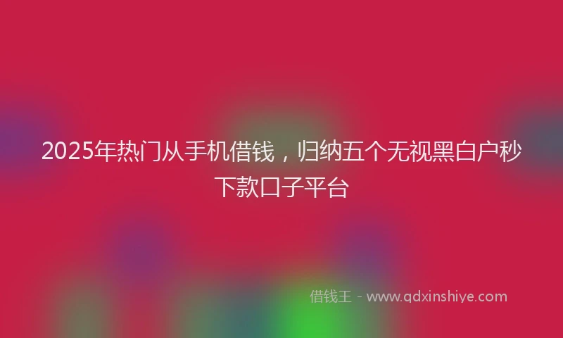 2025年热门从手机借钱，归纳五个无视黑白户秒下款口子平台