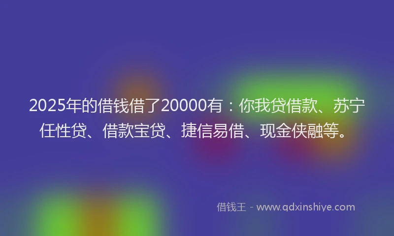 2025年的借钱借了20000有：你我贷借款、苏宁任性贷、借款宝贷、捷信易借、现金侠融等。
