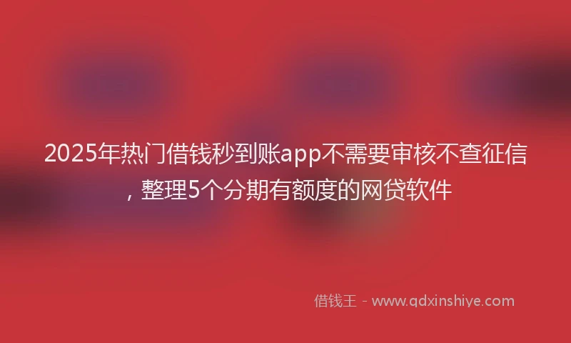 2025年热门借钱秒到账app不需要审核不查征信，整理5个分期有额度的网贷软件