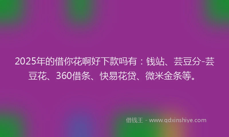 2025年的借你花啊好下款吗有：钱站、芸豆分-芸豆花、360借条、快易花贷、微米金条等。