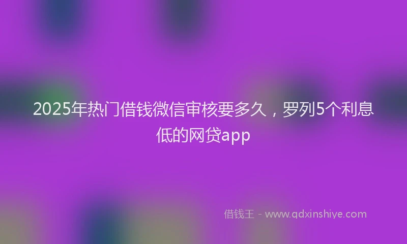 2025年热门借钱微信审核要多久，罗列5个利息低的网贷app