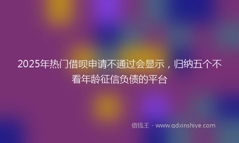 2025年热门借呗申请不通过会显示，归纳五个不看年龄征信负债的平台