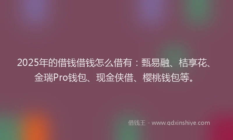 2025年的借钱借钱怎么借有：甄易融、桔享花、金瑞Pro钱包、现金侠借、樱桃钱包等。