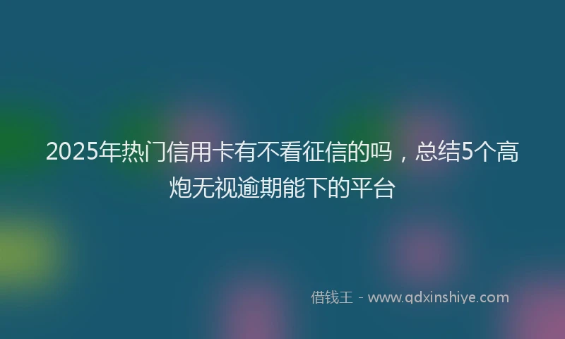 2025年热门信用卡有不看征信的吗，总结5个高炮无视逾期能下的平台