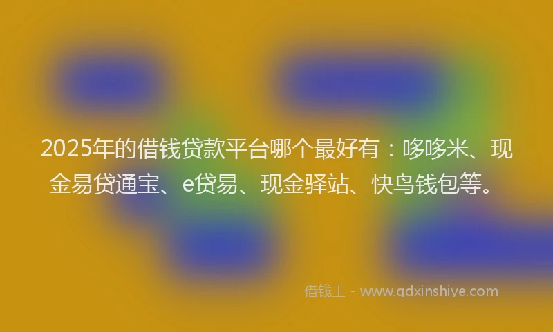 2025年的借钱贷款平台哪个最好有：哆哆米、现金易贷通宝、e贷易、现金驿站、快鸟钱包等。