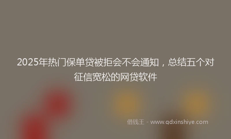 2025年热门保单贷被拒会不会通知，总结五个对征信宽松的网贷软件