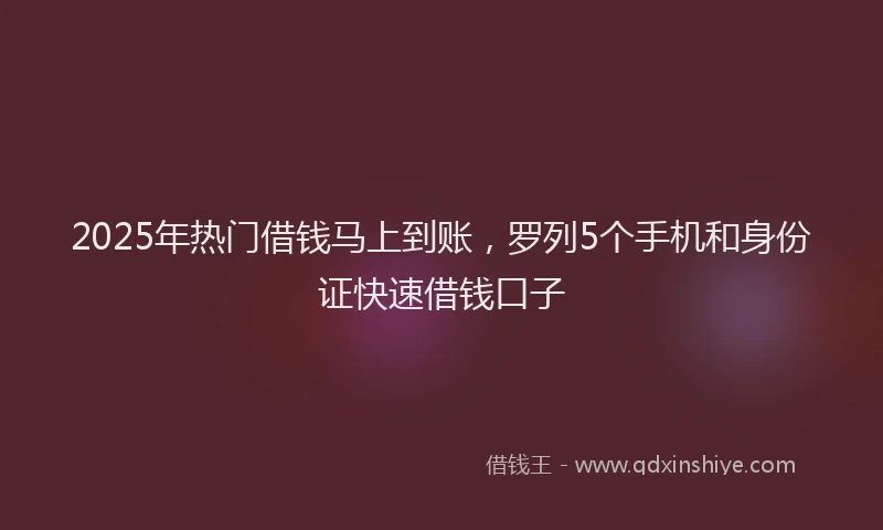 2025年热门借钱马上到账，罗列5个手机和身份证快速借钱口子
