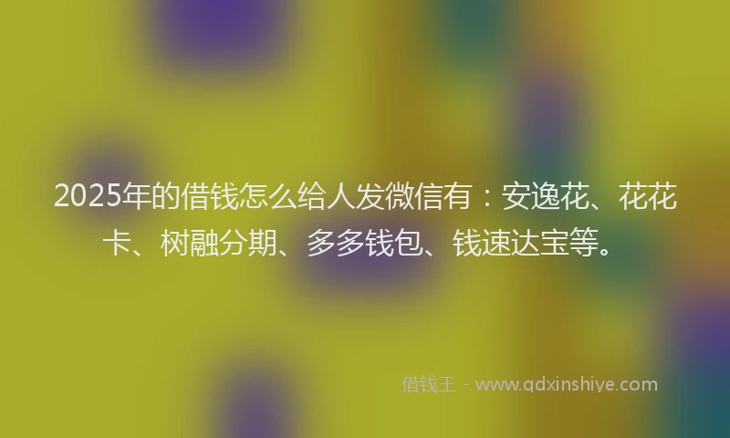 2025年的借钱怎么给人发微信有：安逸花、花花卡、树融分期、多多钱包、钱速达宝等。