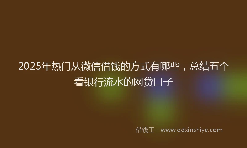 2025年热门从微信借钱的方式有哪些，总结五个看银行流水的网贷口子