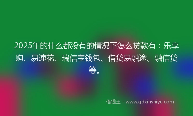 2025年的什么都没有的情况下怎么贷款有：乐享购、易速花、瑞信宝钱包、借贷易融途、融信贷等。