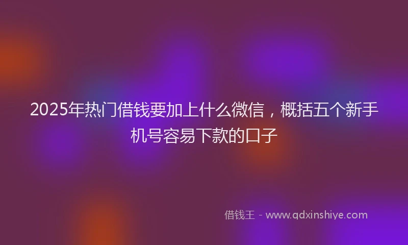 2025年热门借钱要加上什么微信，概括五个新手机号容易下款的口子