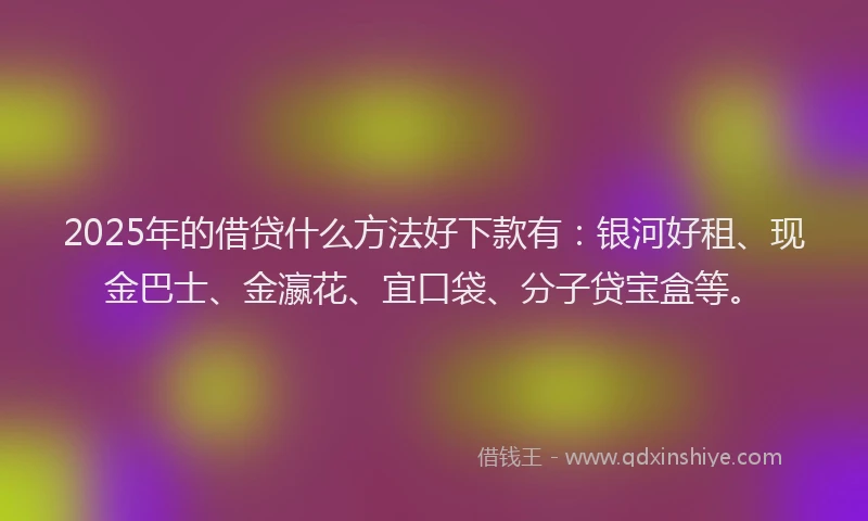 2025年的借贷什么方法好下款有：银河好租、现金巴士、金瀛花、宜口袋、分子贷宝盒等。