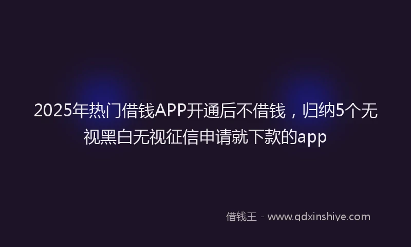 2025年热门借钱APP开通后不借钱，归纳5个无视黑白无视征信申请就下款的app