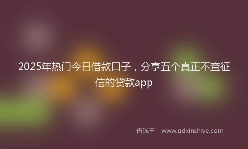 2025年热门今日借款口子，分享五个真正不查征信的贷款app