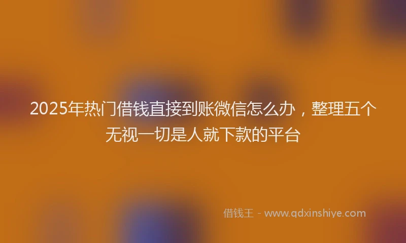 2025年热门借钱直接到账微信怎么办，整理五个无视一切是人就下款的平台