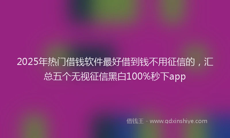 2025年热门借钱软件最好借到钱不用征信的，汇总五个无视征信黑白100%秒下app
