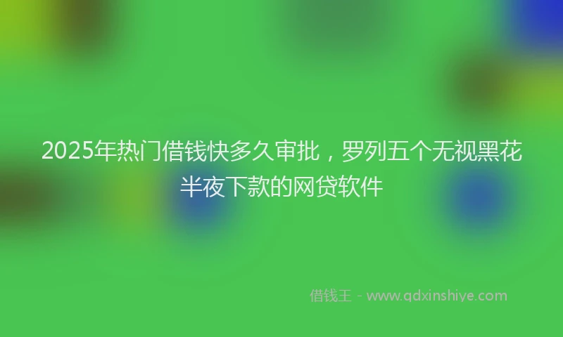 2025年热门借钱快多久审批，罗列五个无视黑花半夜下款的网贷软件
