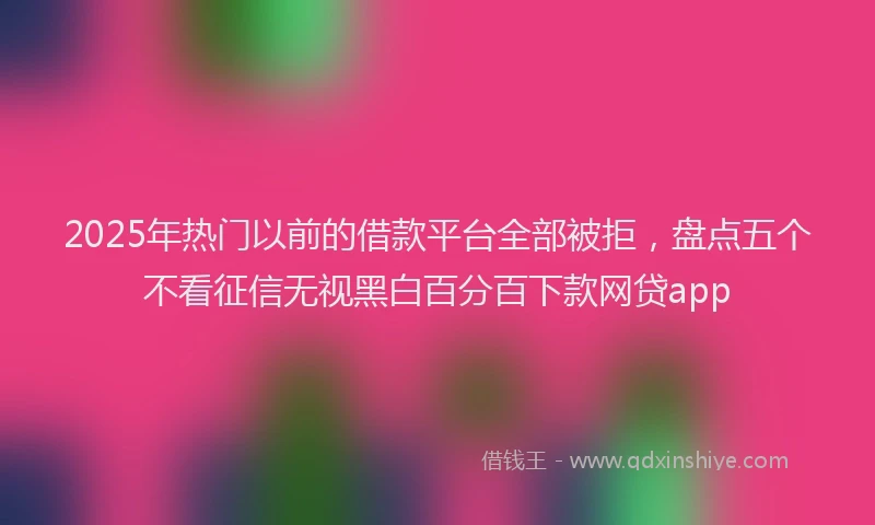 2025年热门以前的借款平台全部被拒，盘点五个不看征信无视黑白百分百下款网贷app