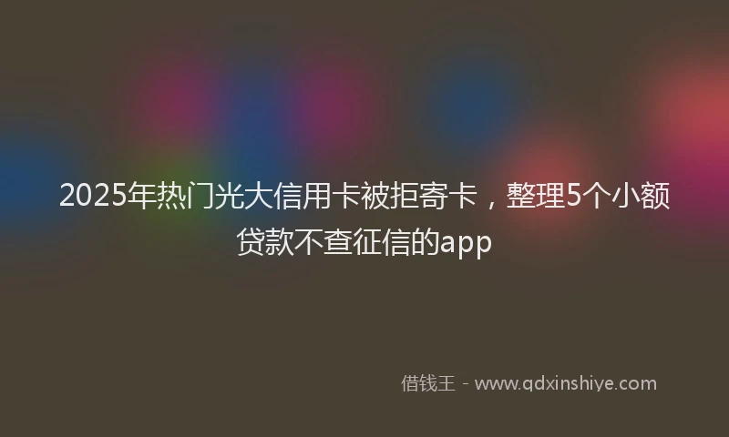 2025年热门光大信用卡被拒寄卡，整理5个小额贷款不查征信的app
