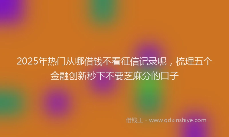 2025年热门从哪借钱不看征信记录呢，梳理五个金融创新秒下不要芝麻分的口子