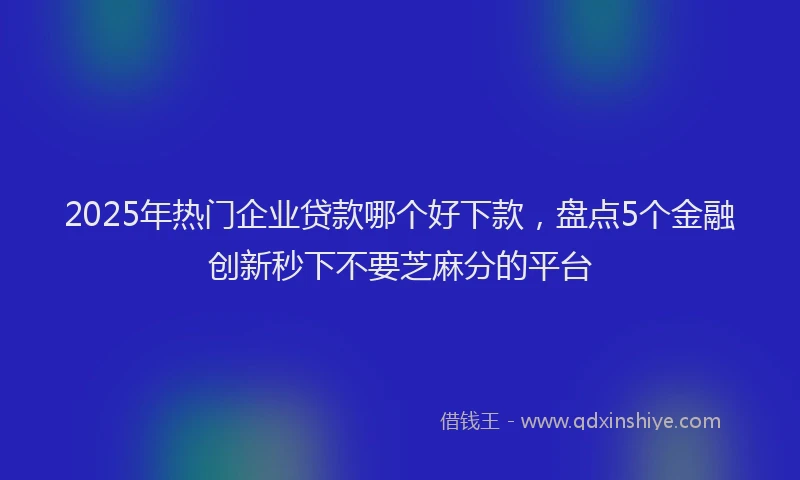 2025年热门企业贷款哪个好下款，盘点5个金融创新秒下不要芝麻分的平台