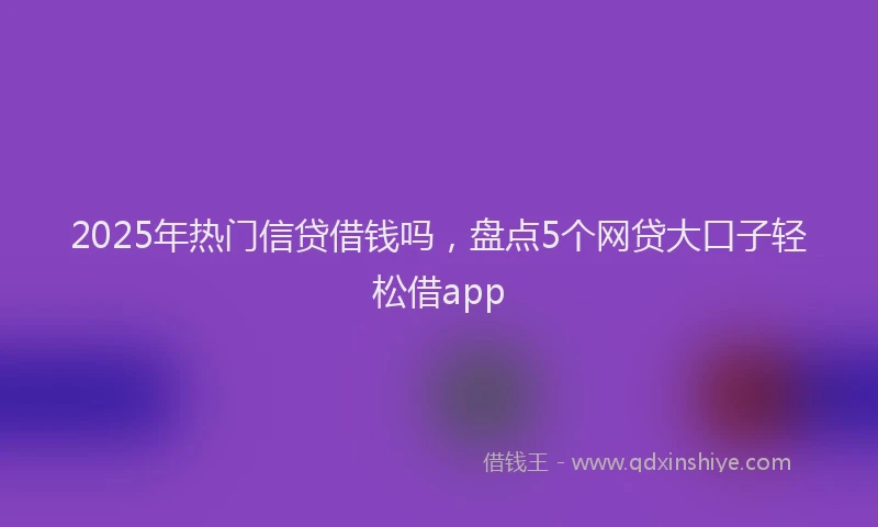 2025年热门信贷借钱吗，盘点5个网贷大口子轻松借app