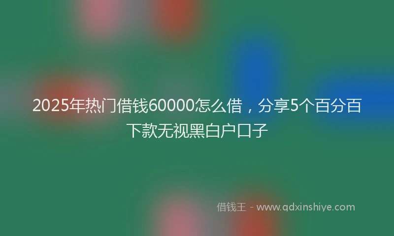 2025年热门借钱60000怎么借，分享5个百分百下款无视黑白户口子