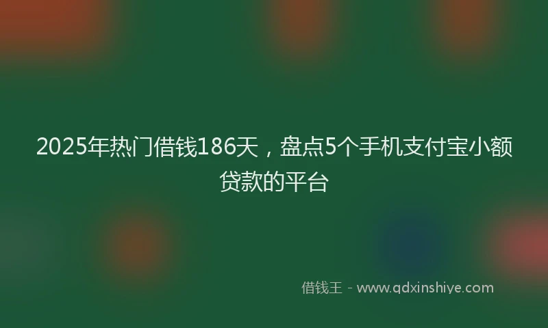 2025年热门借钱186天，盘点5个手机支付宝小额贷款的平台