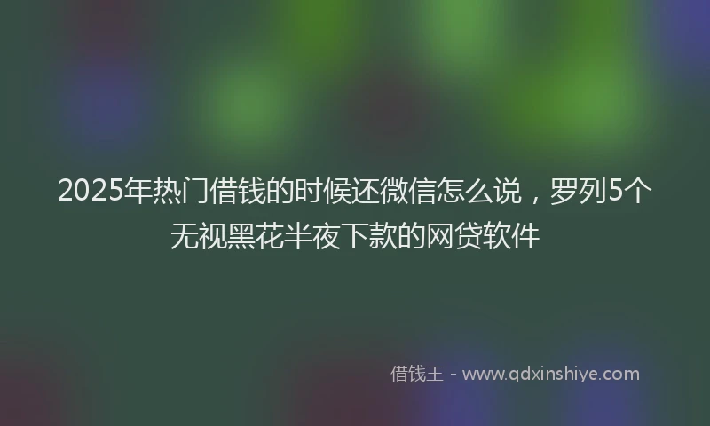 2025年热门借钱的时候还微信怎么说，罗列5个无视黑花半夜下款的网贷软件