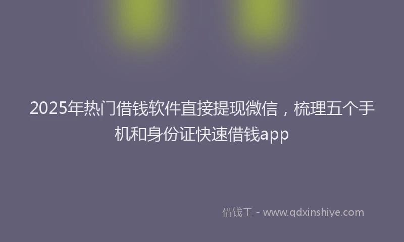2025年热门借钱软件直接提现微信，梳理五个手机和身份证快速借钱app