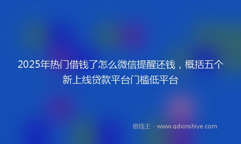 2025年热门借钱了怎么微信提醒还钱，概括五个新上线贷款平台门槛低平台