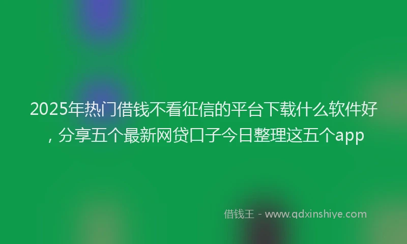 2025年热门借钱不看征信的平台下载什么软件好，分享五个最新网贷口子今日整理这五个app