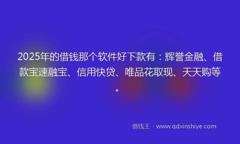 2025年的借钱那个软件好下款有：辉誉金融、借款宝速融宝、信用快贷、唯品花取现、天天购等。