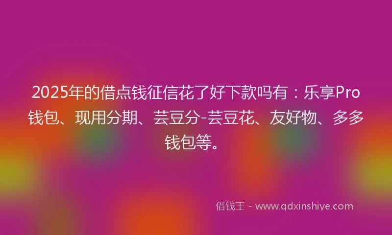 2025年的借点钱征信花了好下款吗有：乐享Pro钱包、现用分期、芸豆分-芸豆花、友好物、多多钱包等。