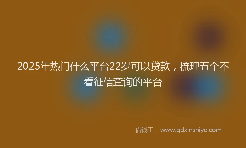 2025年热门什么平台22岁可以贷款，梳理五个不看征信查询的平台