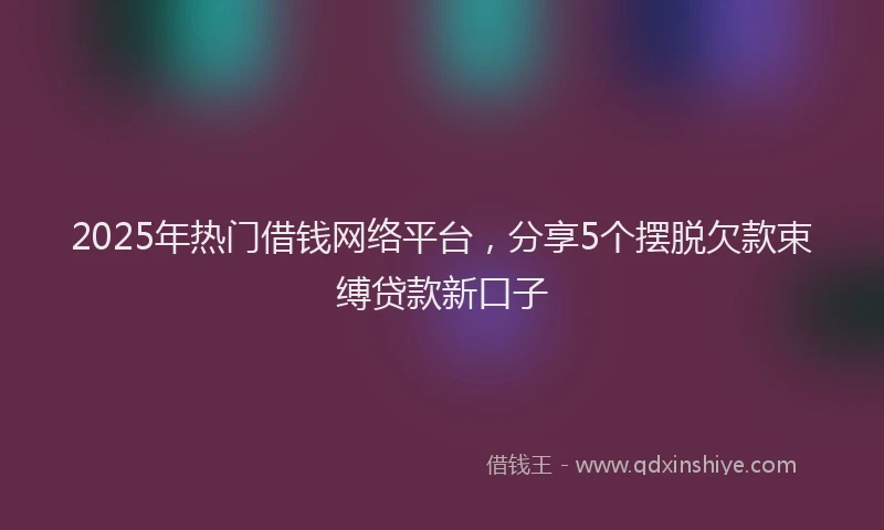 2025年热门借钱网络平台，分享5个摆脱欠款束缚贷款新口子