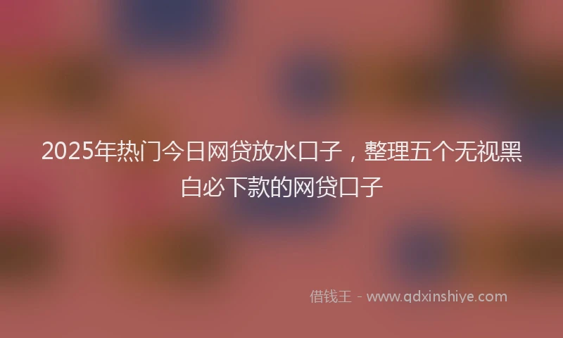 2025年热门今日网贷放水口子，整理五个无视黑白必下款的网贷口子