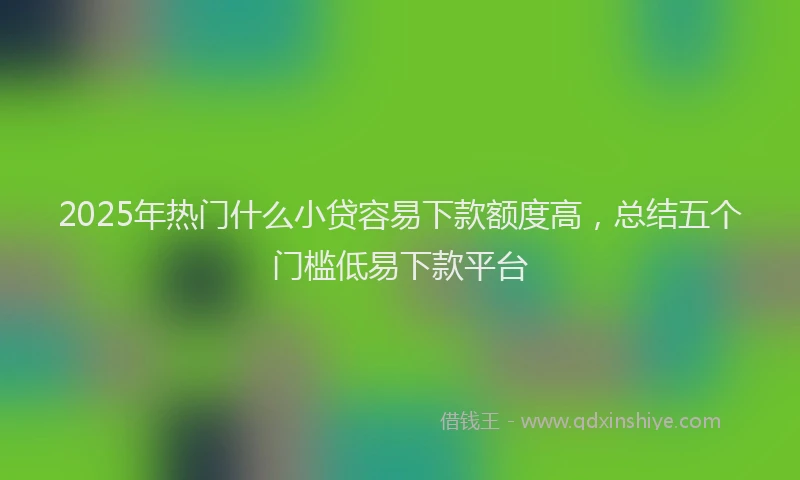 2025年热门什么小贷容易下款额度高，总结五个门槛低易下款平台