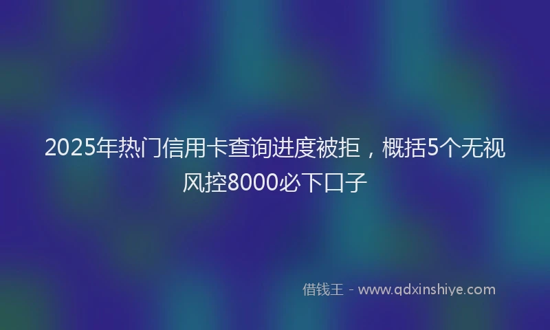 2025年热门信用卡查询进度被拒，概括5个无视风控8000必下口子