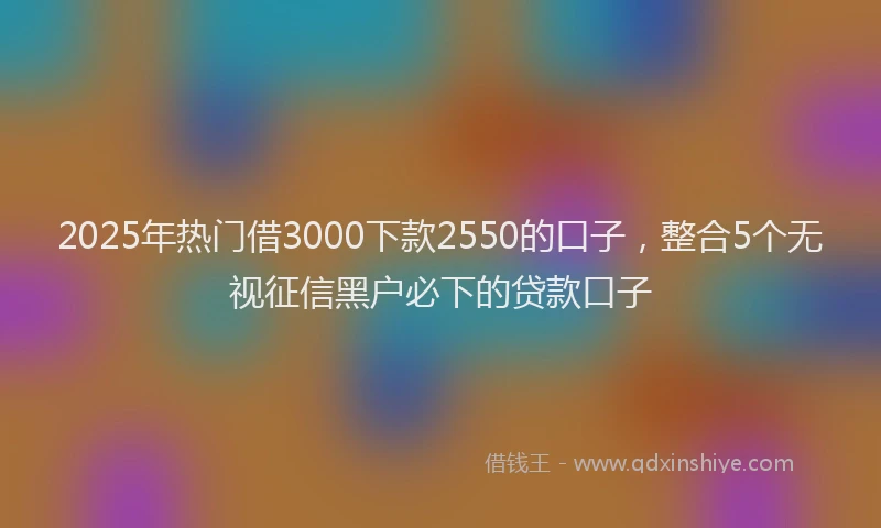 2025年热门借3000下款2550的口子，整合5个无视征信黑户必下的贷款口子