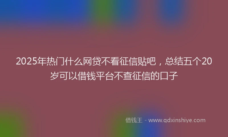 2025年热门什么网贷不看征信贴吧，总结五个20岁可以借钱平台不查征信的口子