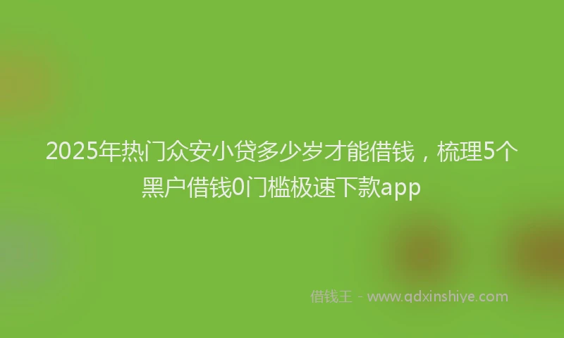 2025年热门众安小贷多少岁才能借钱，梳理5个黑户借钱0门槛极速下款app