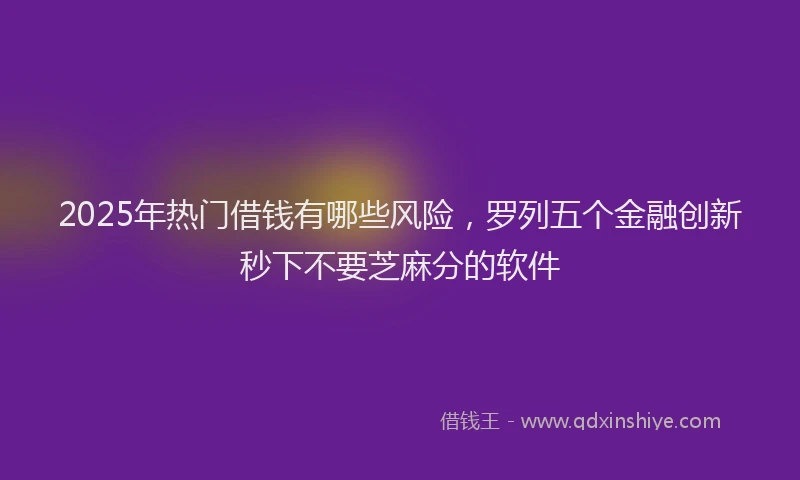 2025年热门借钱有哪些风险，罗列五个金融创新秒下不要芝麻分的软件