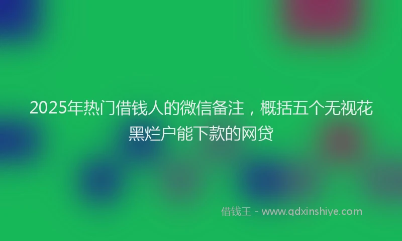 2025年热门借钱人的微信备注，概括五个无视花黑烂户能下款的网贷